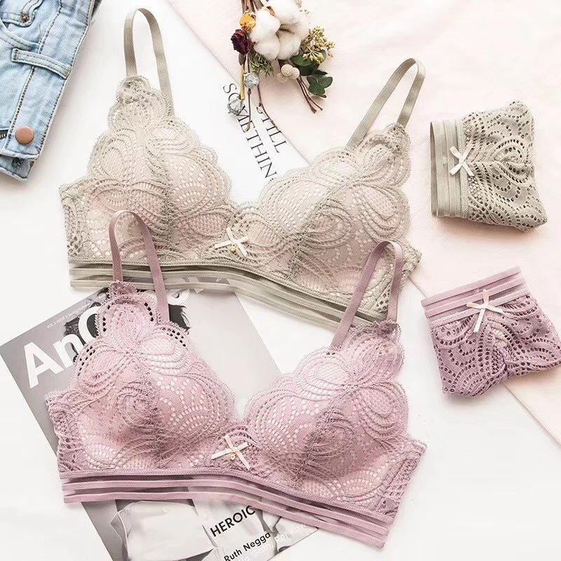Wireless cutout lace lingerie sets - image 2