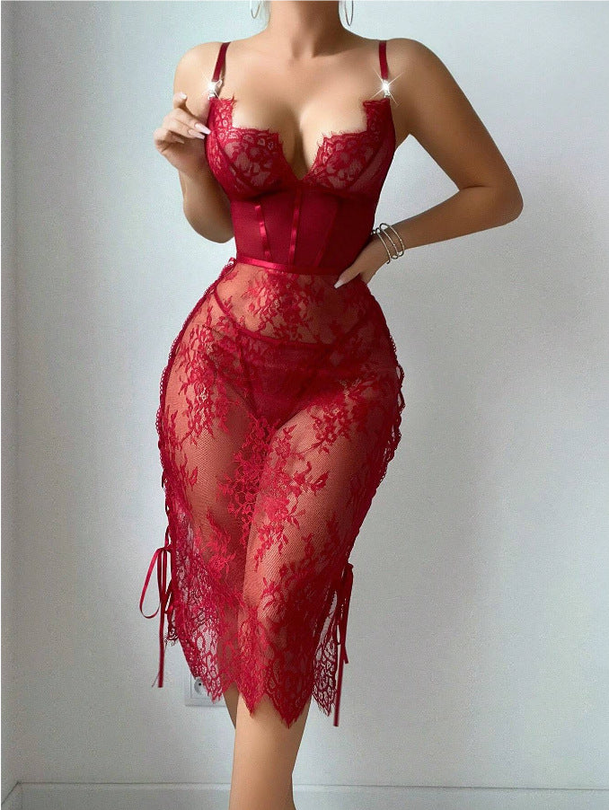 Elegant lace and polyester lingerie bodysuits