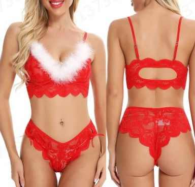 Elegant Lace and Mesh Lingerie Sets - Red / S product image