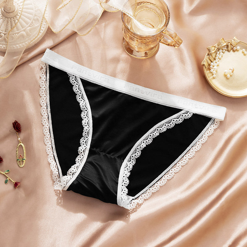 Low-waisted breathable lace and cotton lingerie briefs - image 1