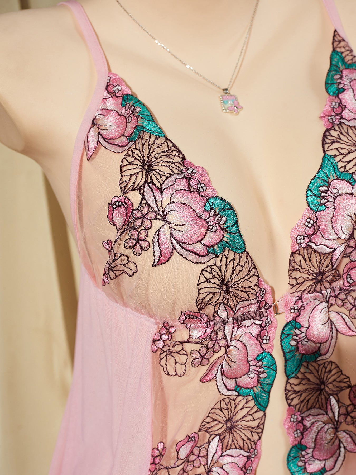 Underwire floral embroidered polyester lingerie bodysuits - image 3