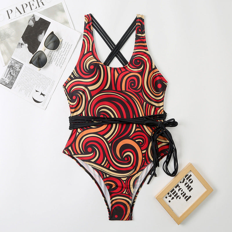 Backless lace and polyester bikini sets