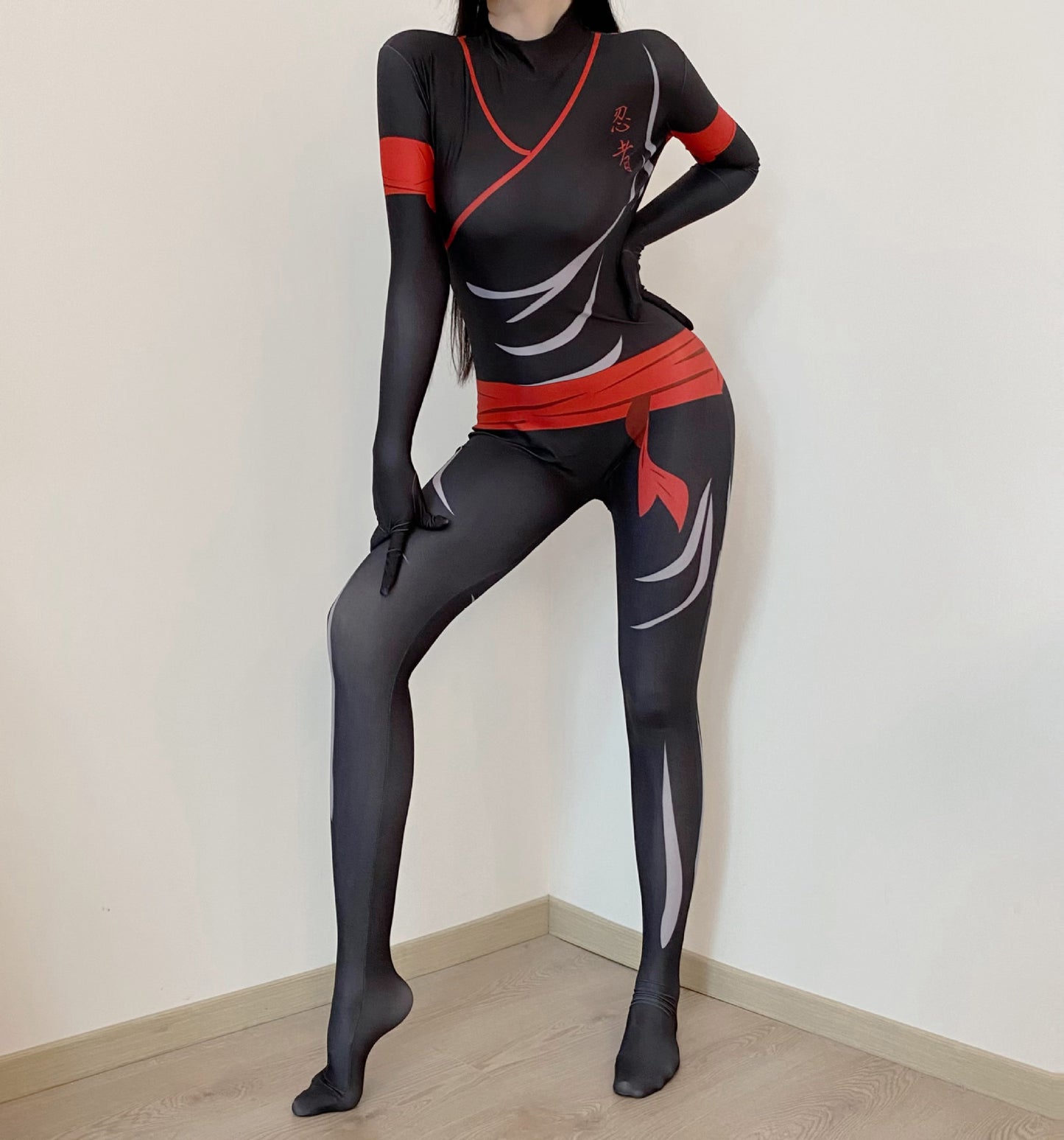 Black fantasy polyester intimate lingerie bodysuit - product image 2