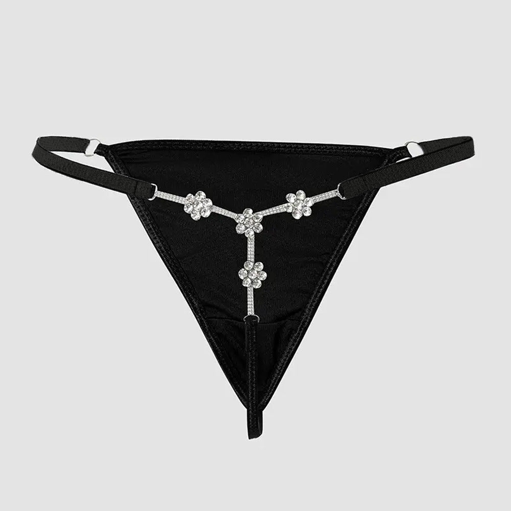 Floral glitter crystal-detail lingerie briefs