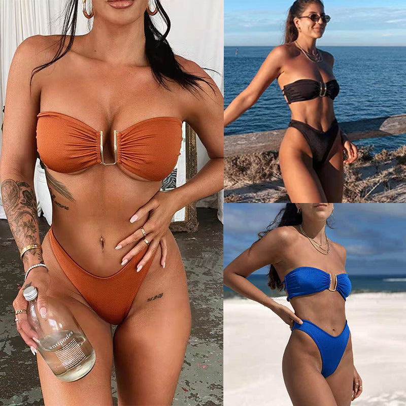Backless strapless polyester bikini sets - image 1