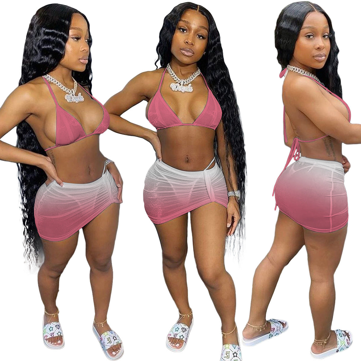 Polyester and spandex bikini sets