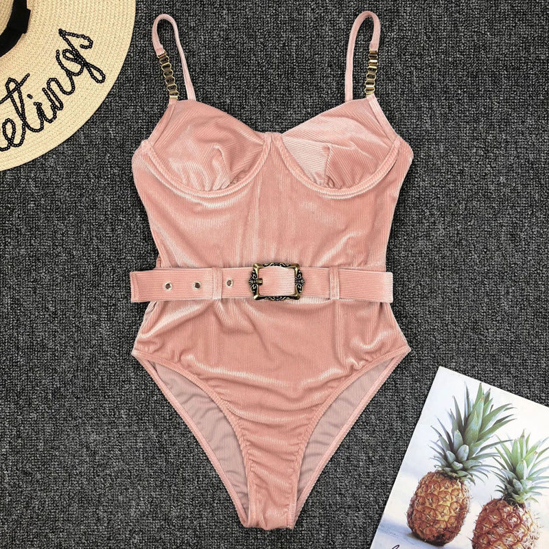 White padded halter one-piece bikini set - product image 1