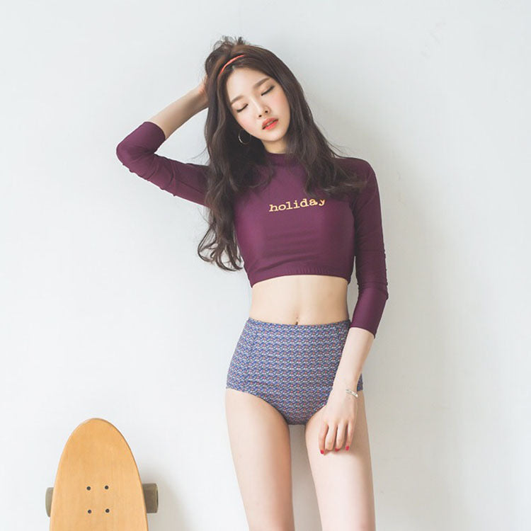 Push-up long-sleeve nylon intimate bikini sets