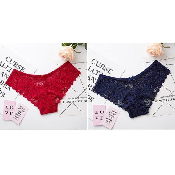 Low-waisted seamless breathable lace lingerie briefs