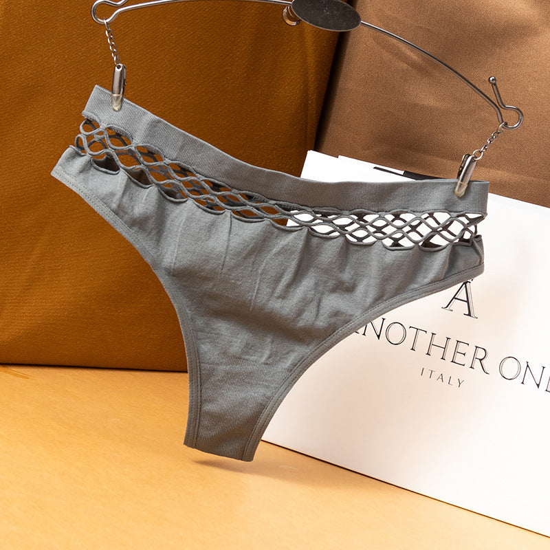 Fishnet cutout cotton and nylon lingerie briefs