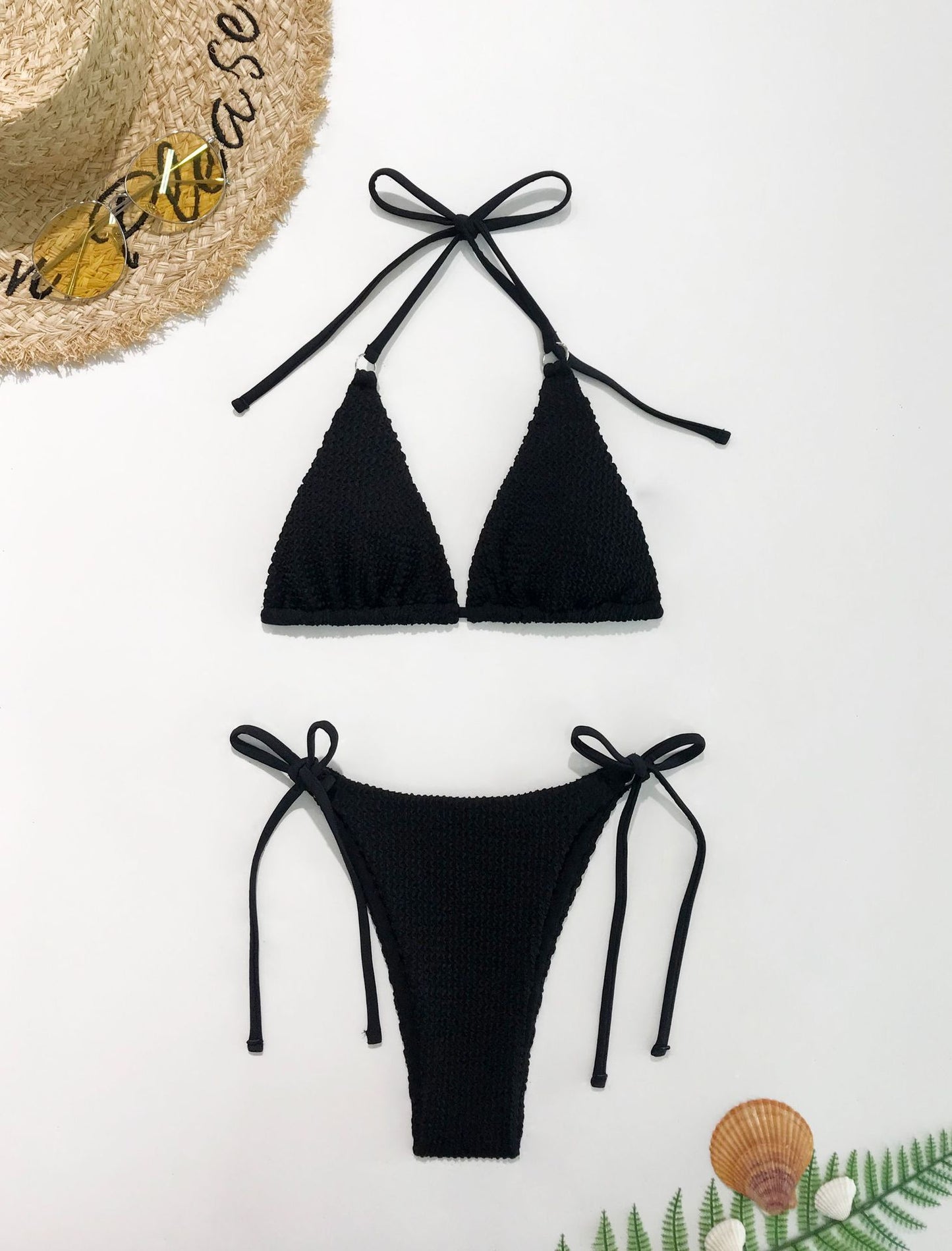 High-waisted backless polyester bikini sets - image 2