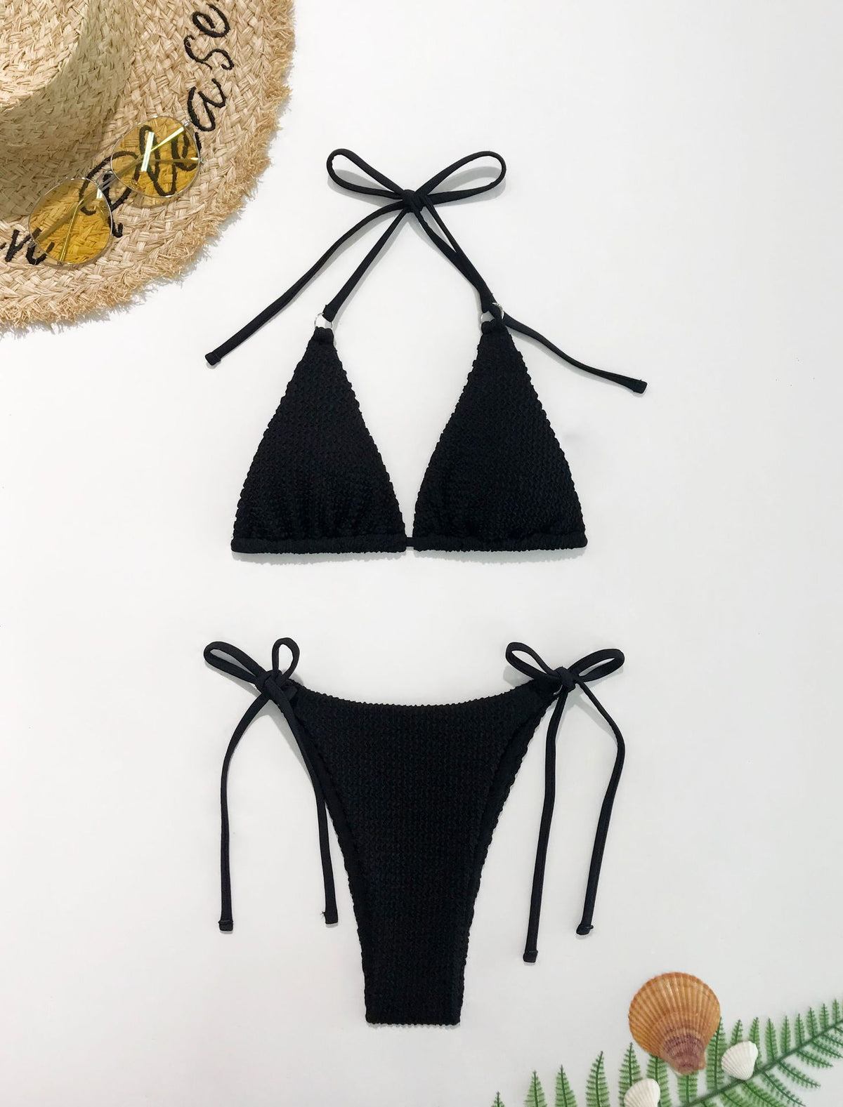 High-waisted backless polyester bikini sets - image 2