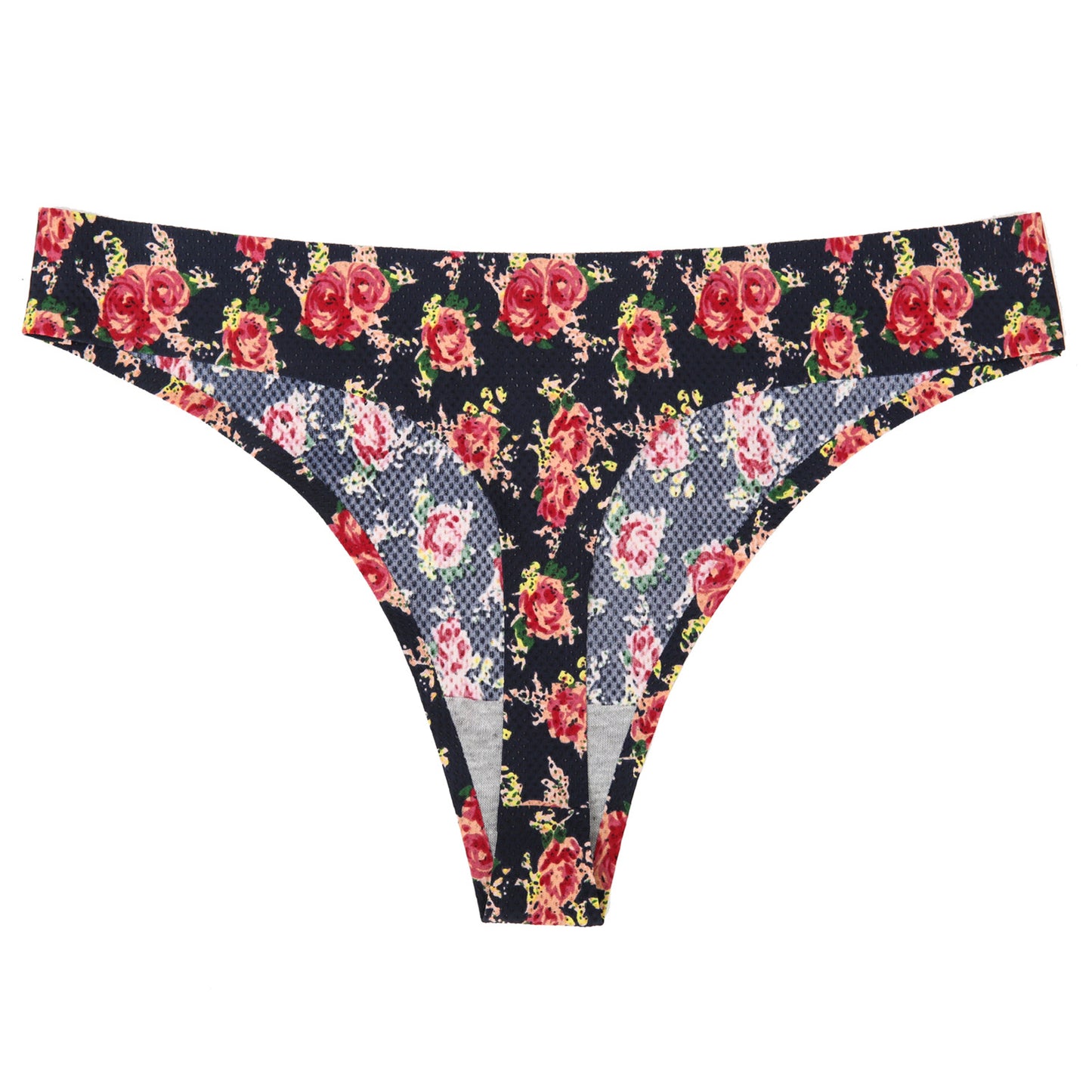 Low-waisted seamless floral cotton lingerie briefs