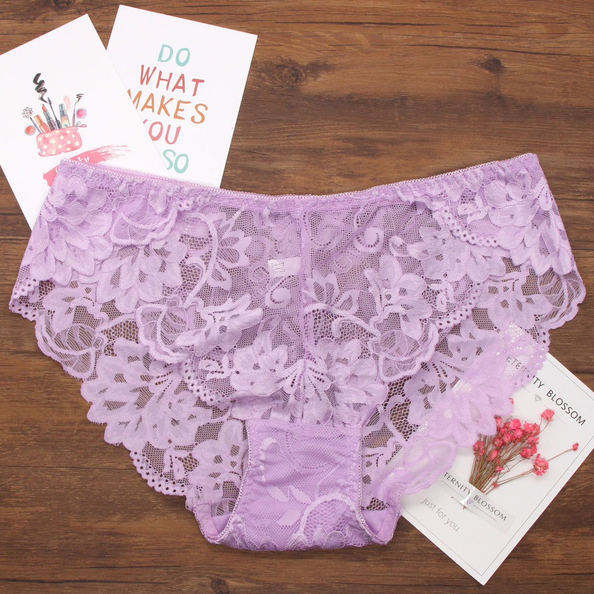 Seamless sheer lace and cotton lingerie briefs - image 3