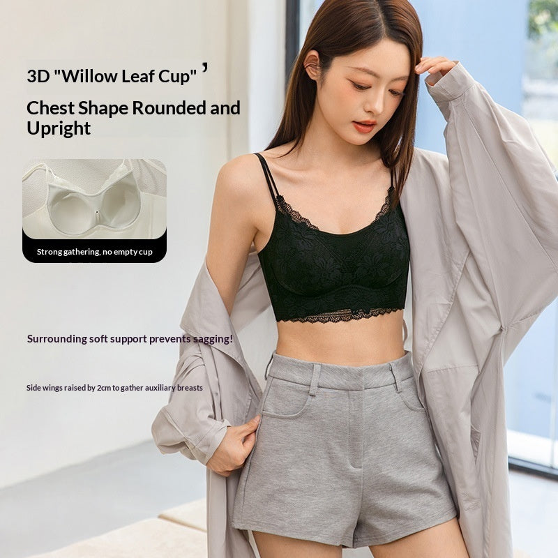 Push-Up Seamless Breathable Shaping Lace Bras - Black / L product image