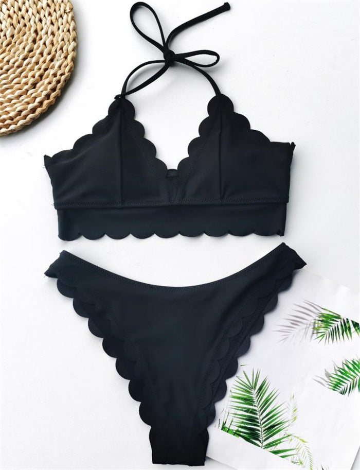 Black backless polyester intimate bikini set - product image 2