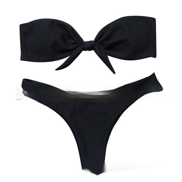 Black polyester lingerie bikini set - product image 2
