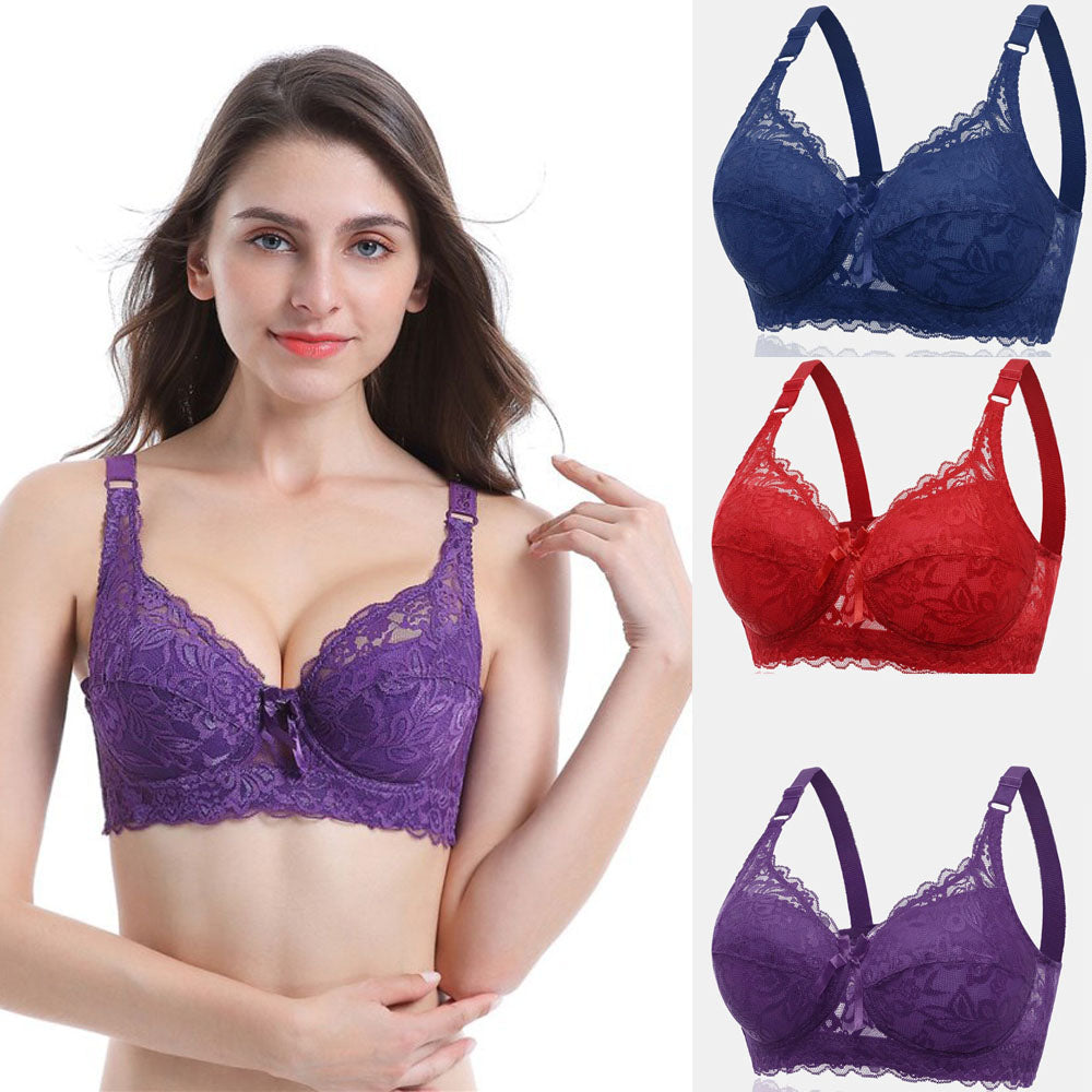Underwire plus-size floral lace and cotton bras
