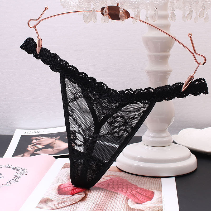 Low-waisted seamless sheer lace lingerie briefs - image 1