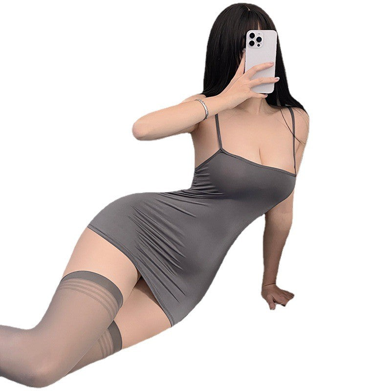 Plus-Size Lace Lingerie Skirt Sets - Gray / Average Size product image