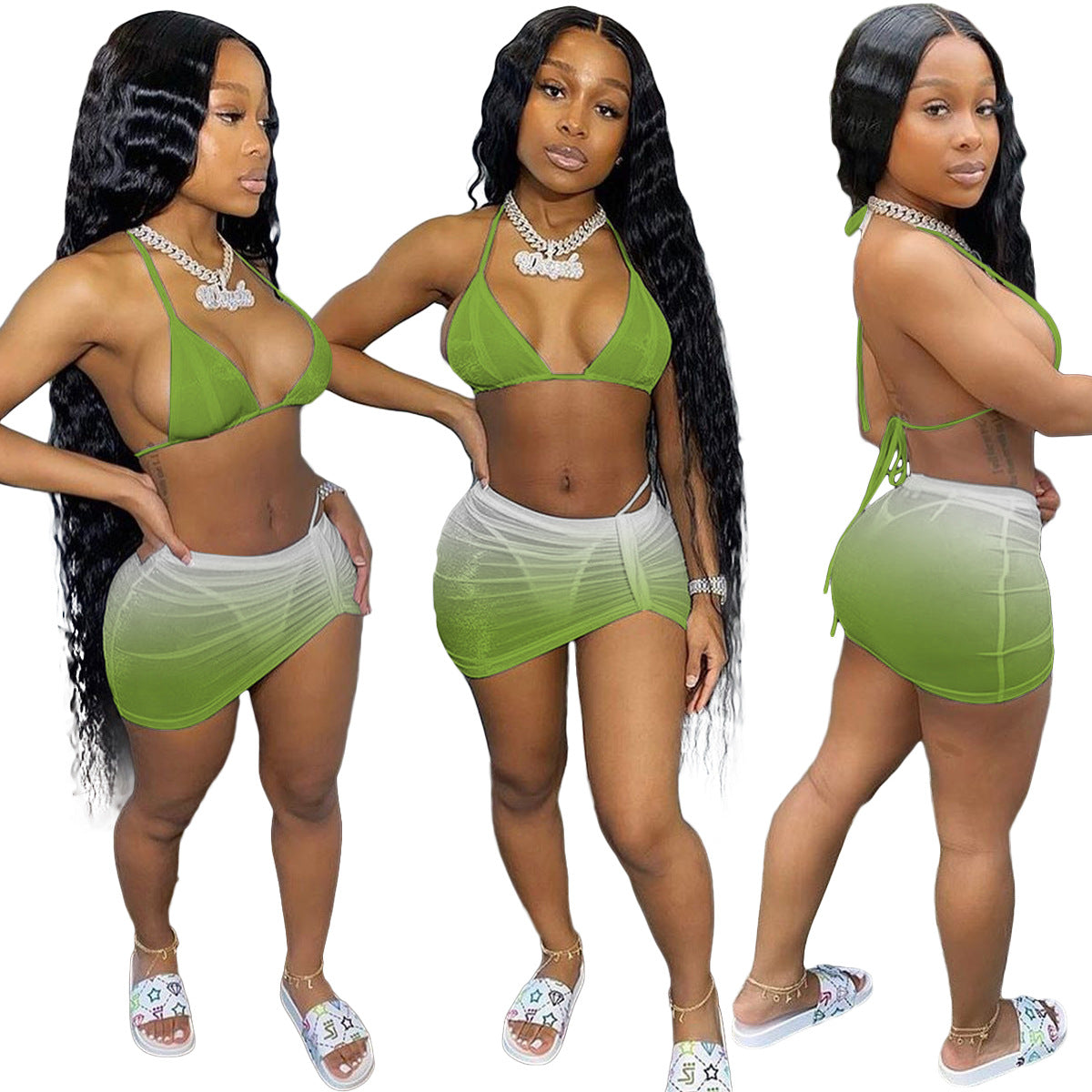 Polyester and spandex bikini sets