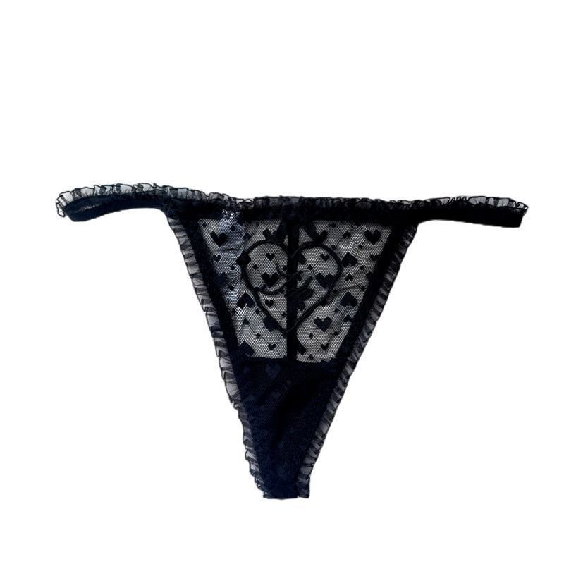Sheer embroidered lace and cotton lingerie briefs