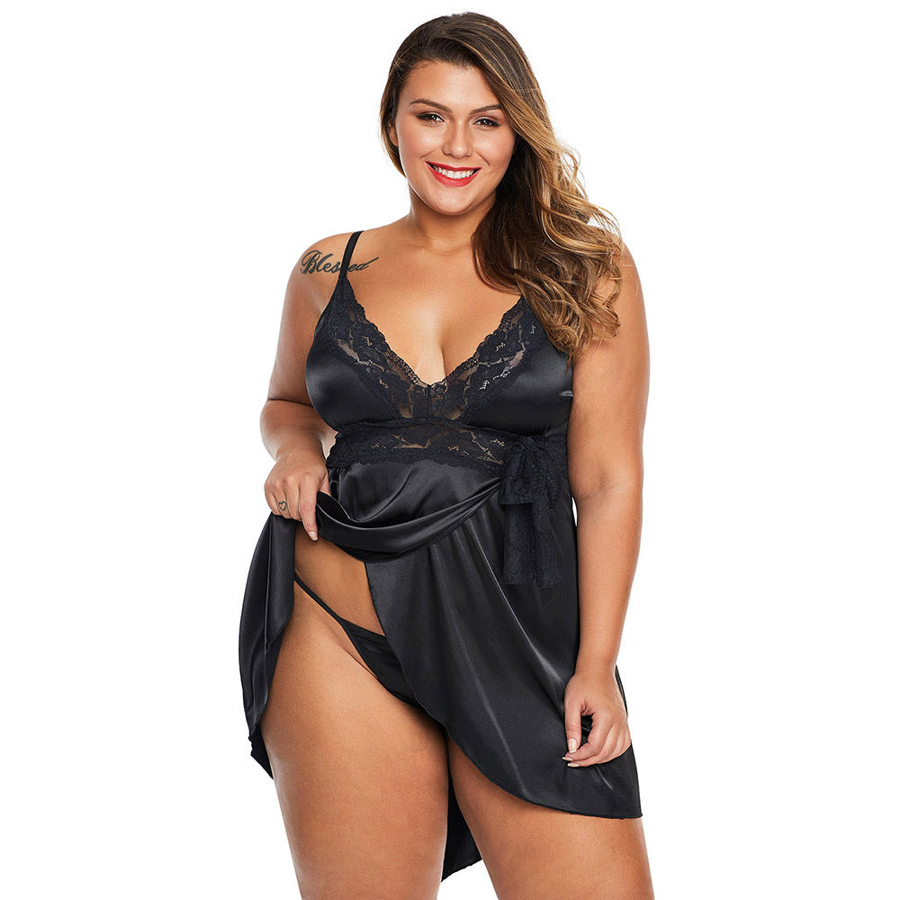 Plus-size lace and polyester lingerie briefs