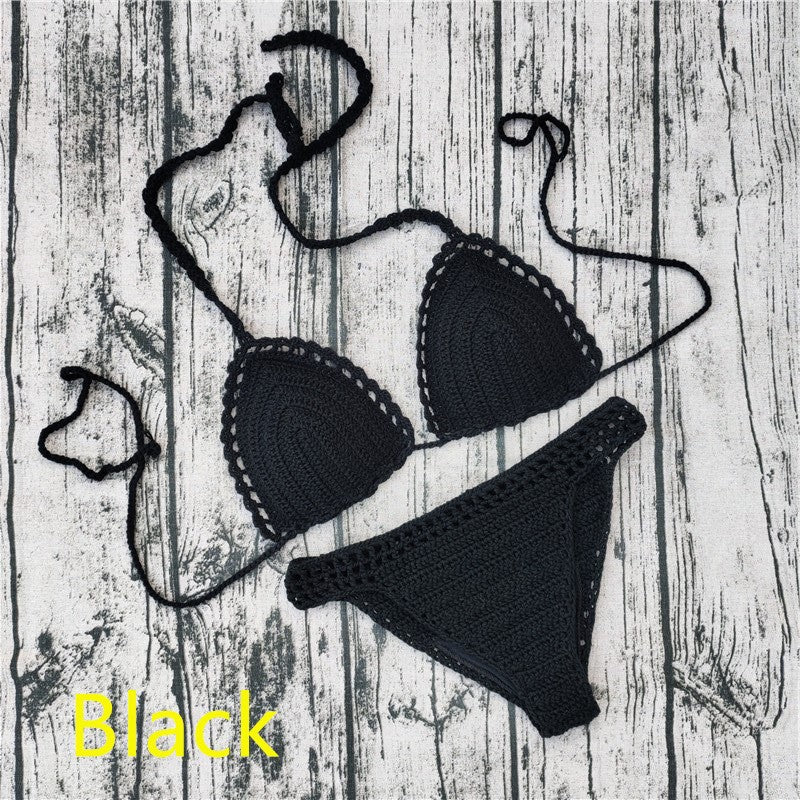 Black push-up backless cotton bikini sets