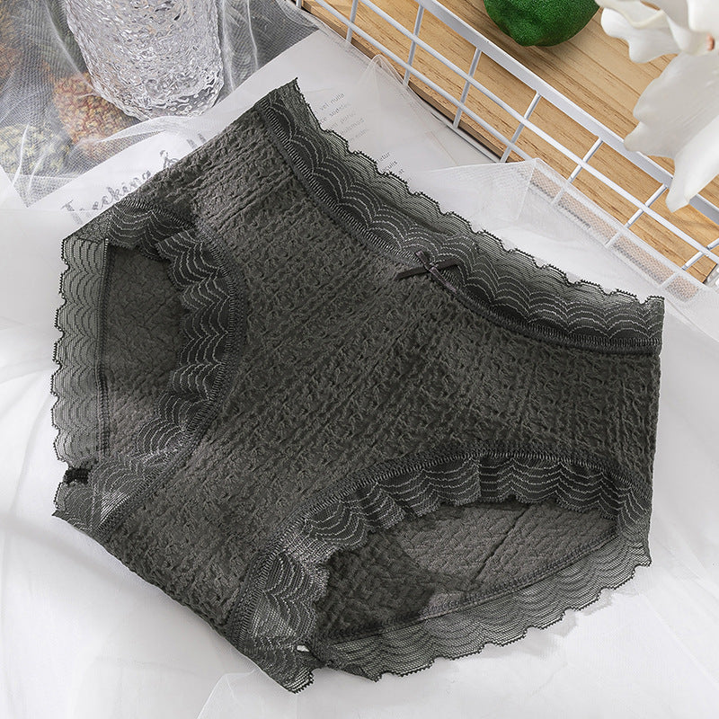 Seamless breathable lace and cotton lingerie briefs