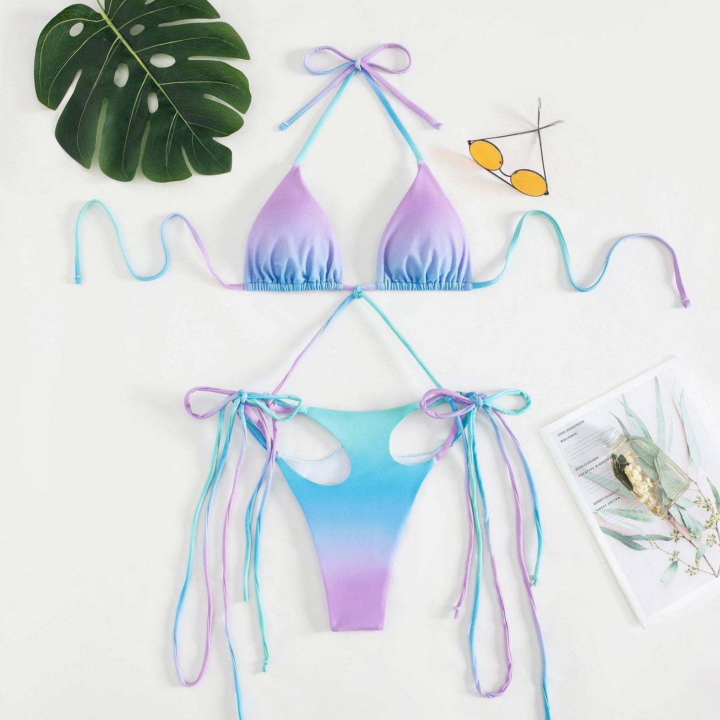 Green nylon lingerie bikini sets