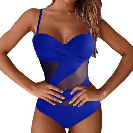 High-waisted cutout mesh and polyester bikini sets - image 1