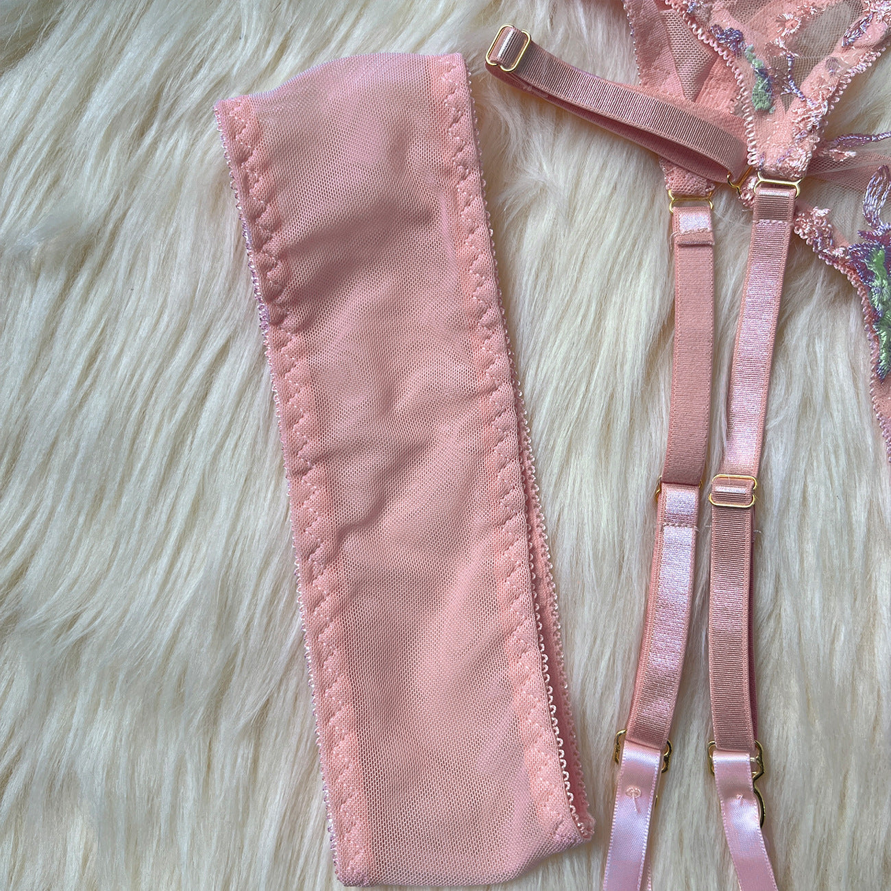 Embroidered mesh and polyester lingerie sets - image 3