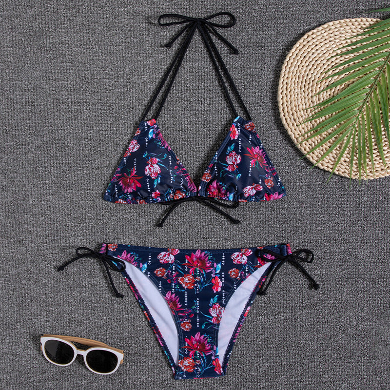 Triangle halter polyester bikini sets - image 1