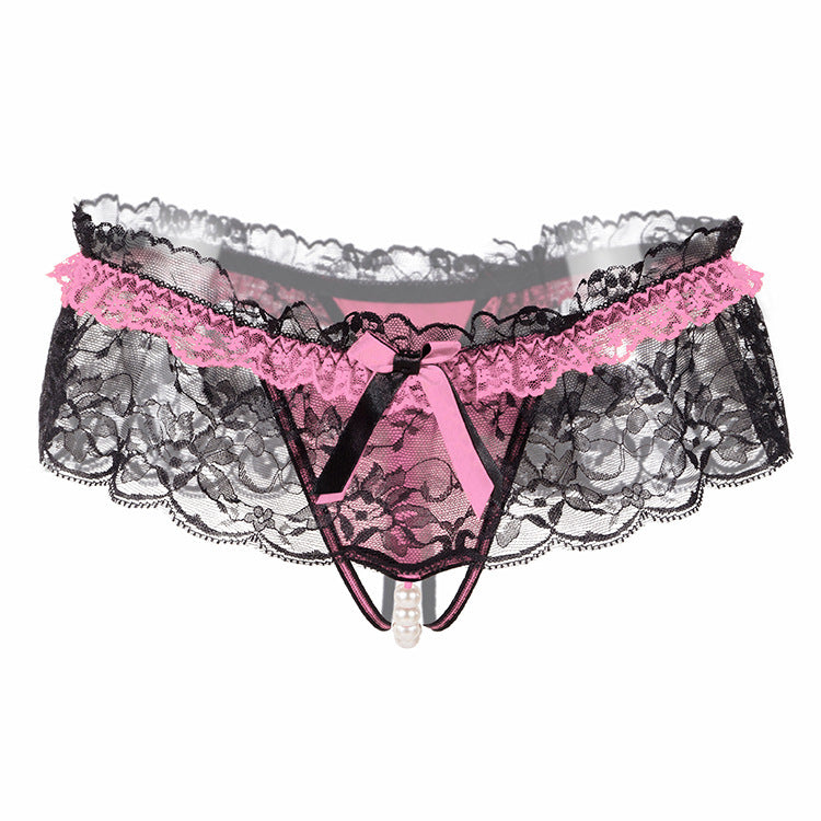 Low-waisted lace and nylon lingerie briefs