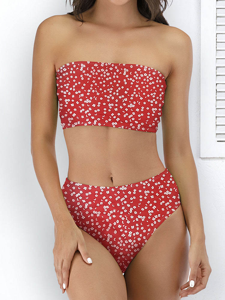 High-waisted floral polyester bikini sets - image 2