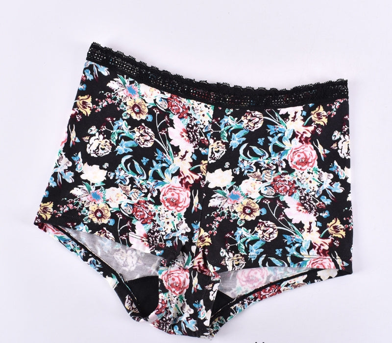 Seamless breathable lace and cotton lingerie briefs