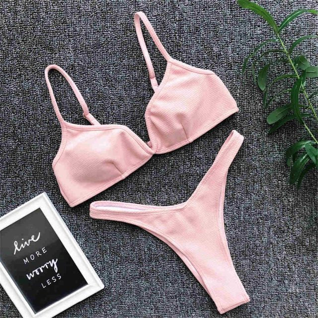 Stylish triangle polyester bikini sets - image 3