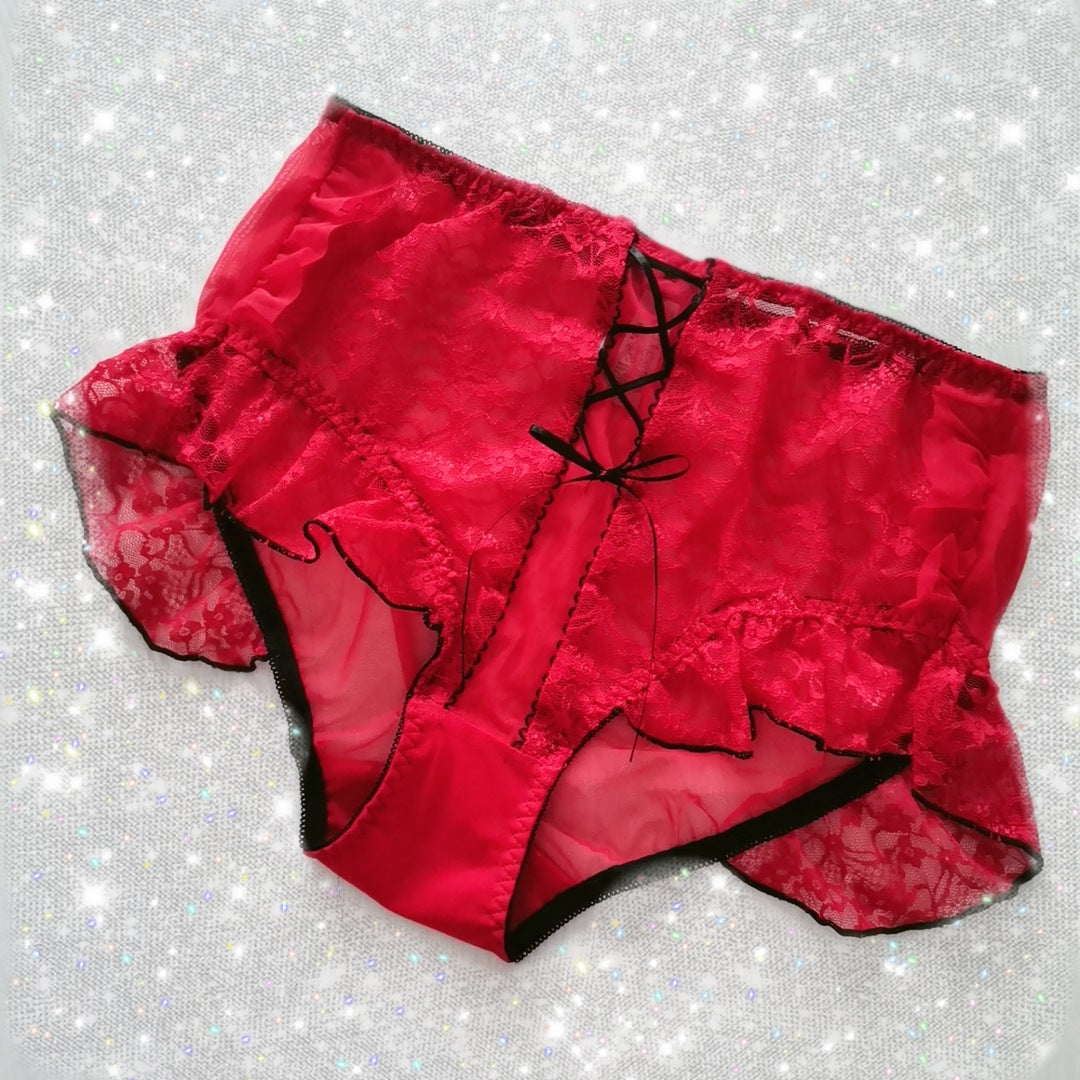 High-waisted breathable silk and mesh lingerie briefs - image 1