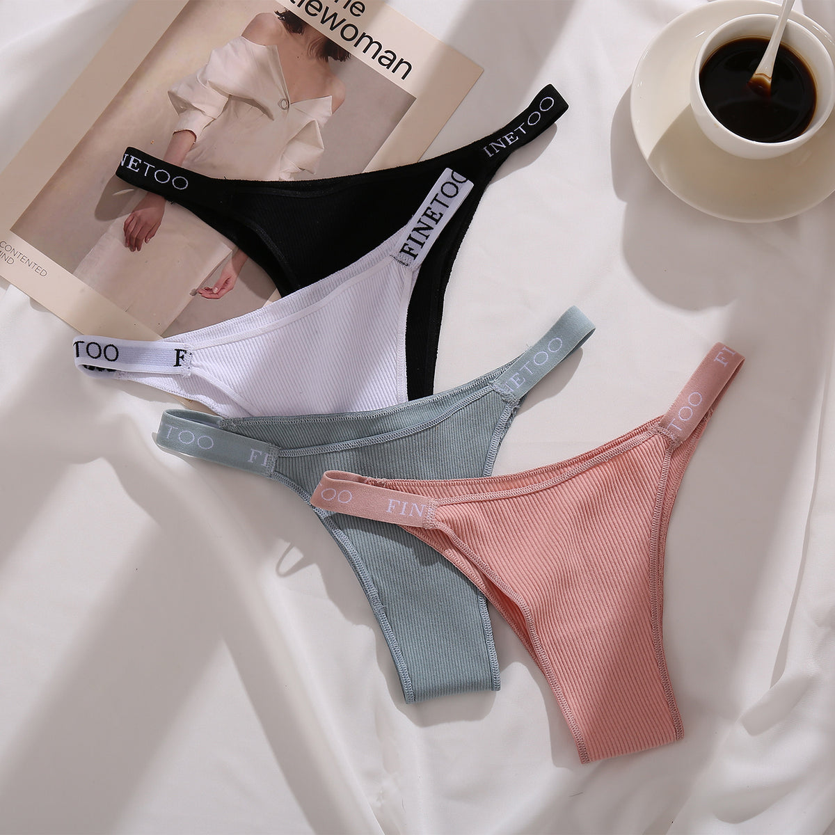 High-waisted breathable cotton and spandex lingerie briefs - image 3