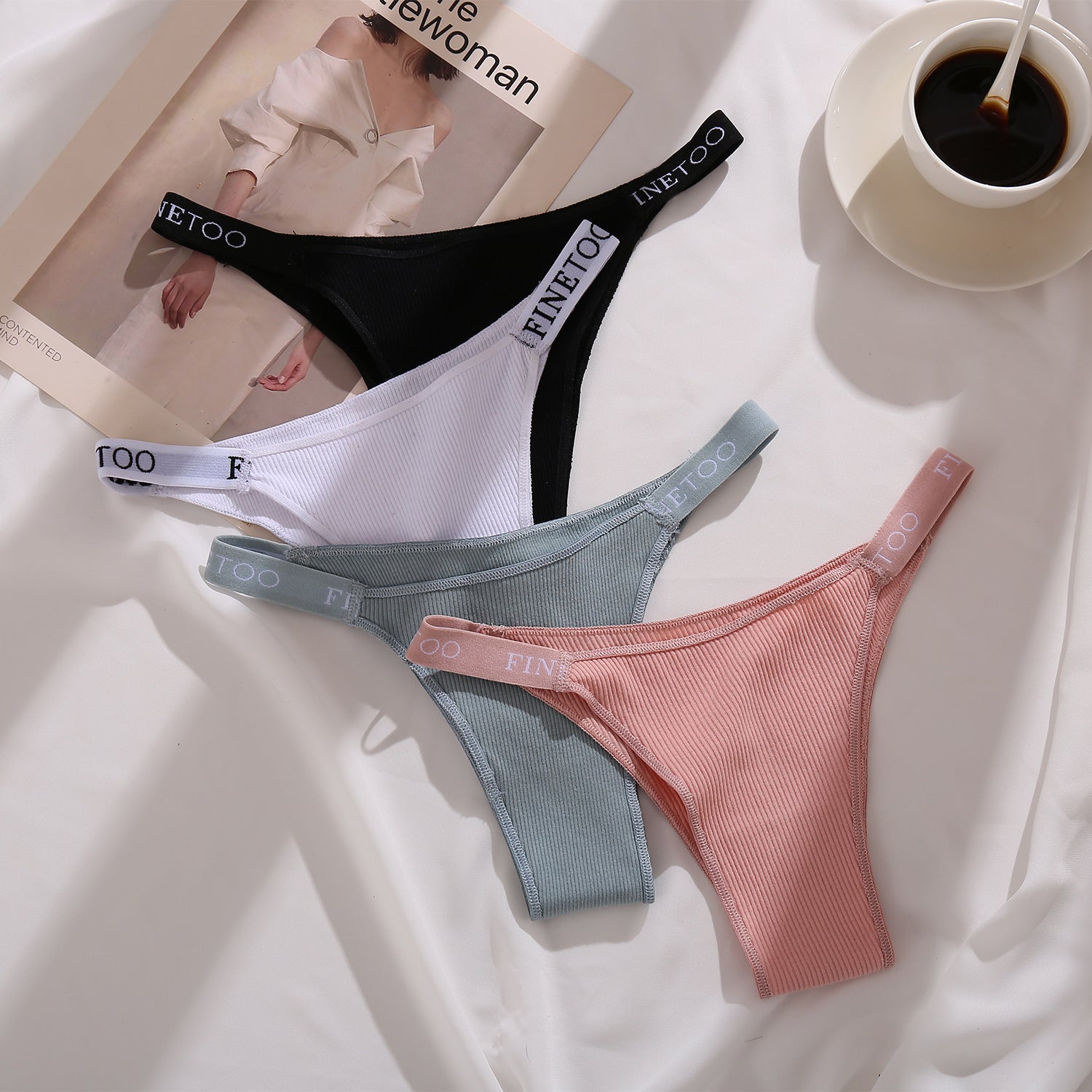 High-waisted breathable cotton and spandex lingerie briefs - image 3