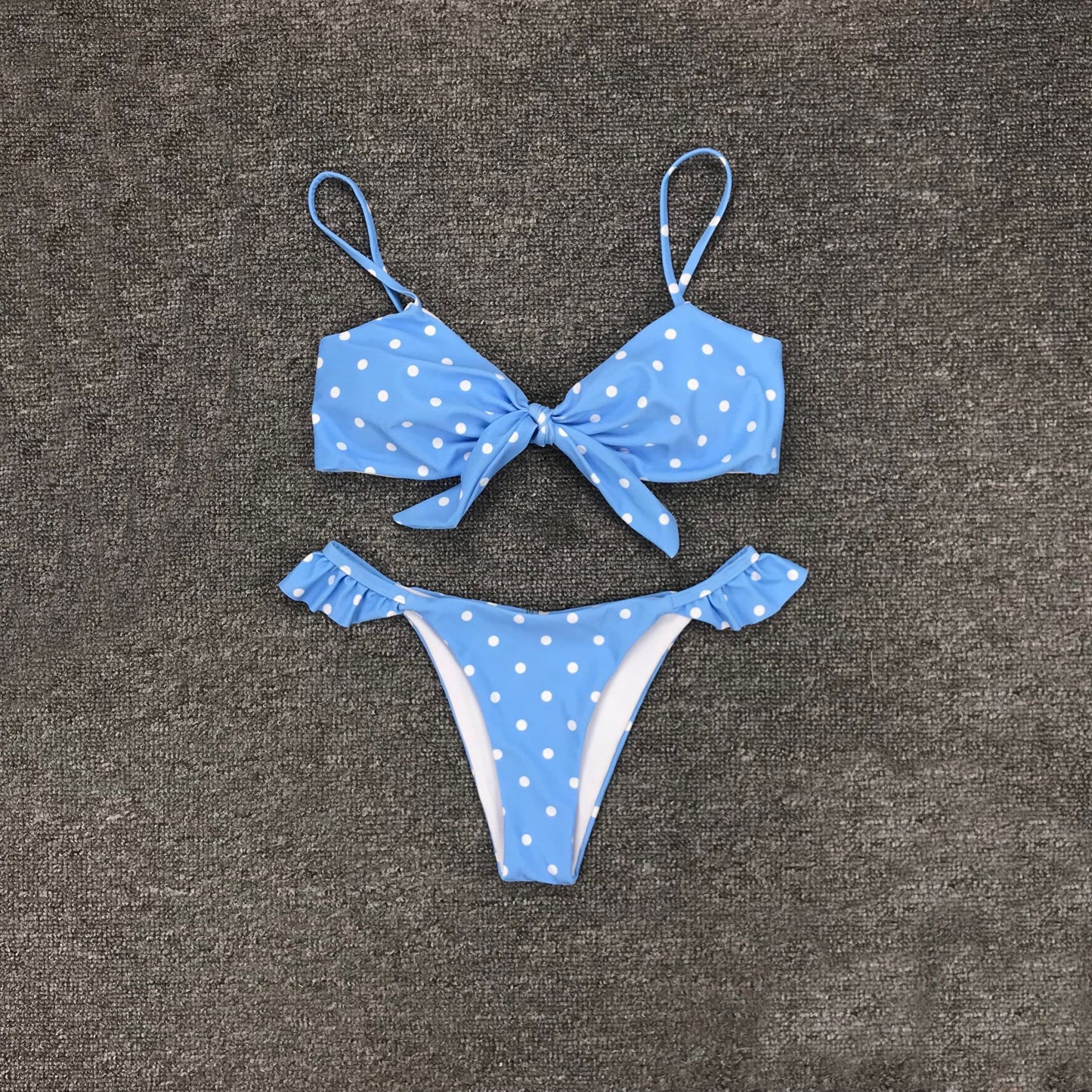 Blue polyester lingerie bikini sets