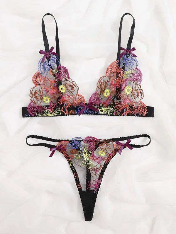 Embroidered cotton and polyester lingerie sets - image 3