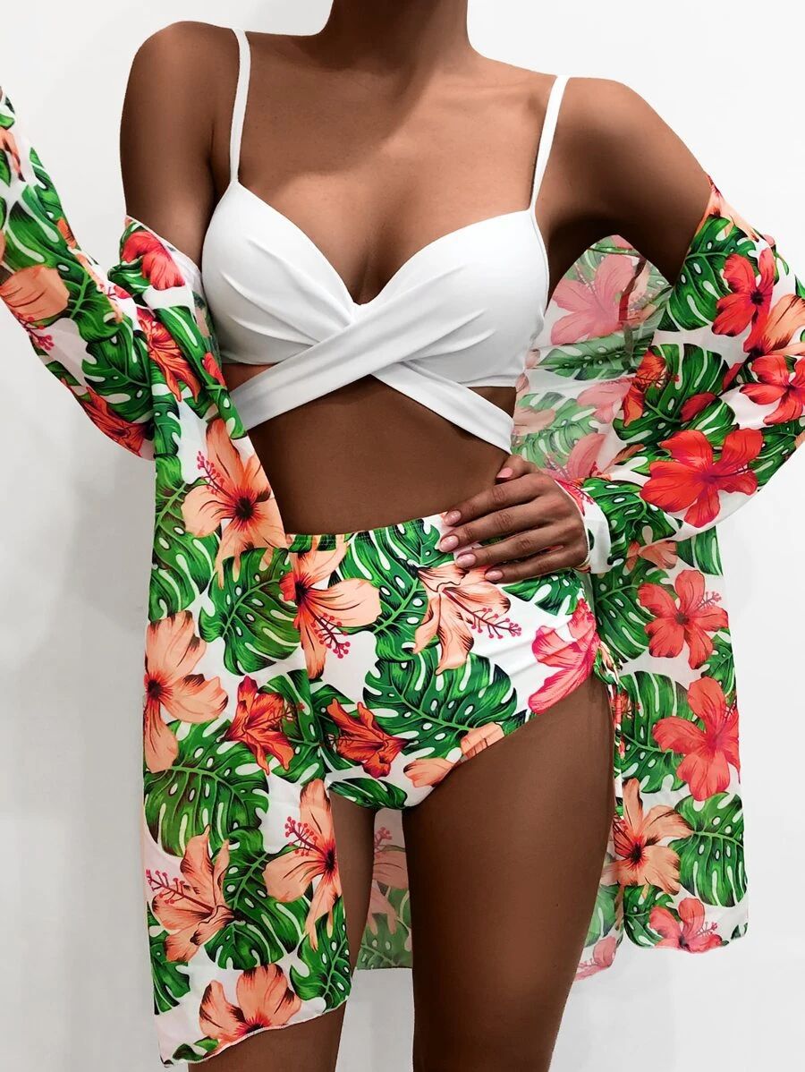 Mesh and polyester bikini sets