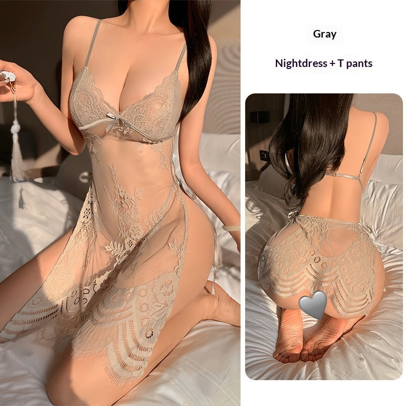 Crotchless fishnet sheer lace nightwear sets