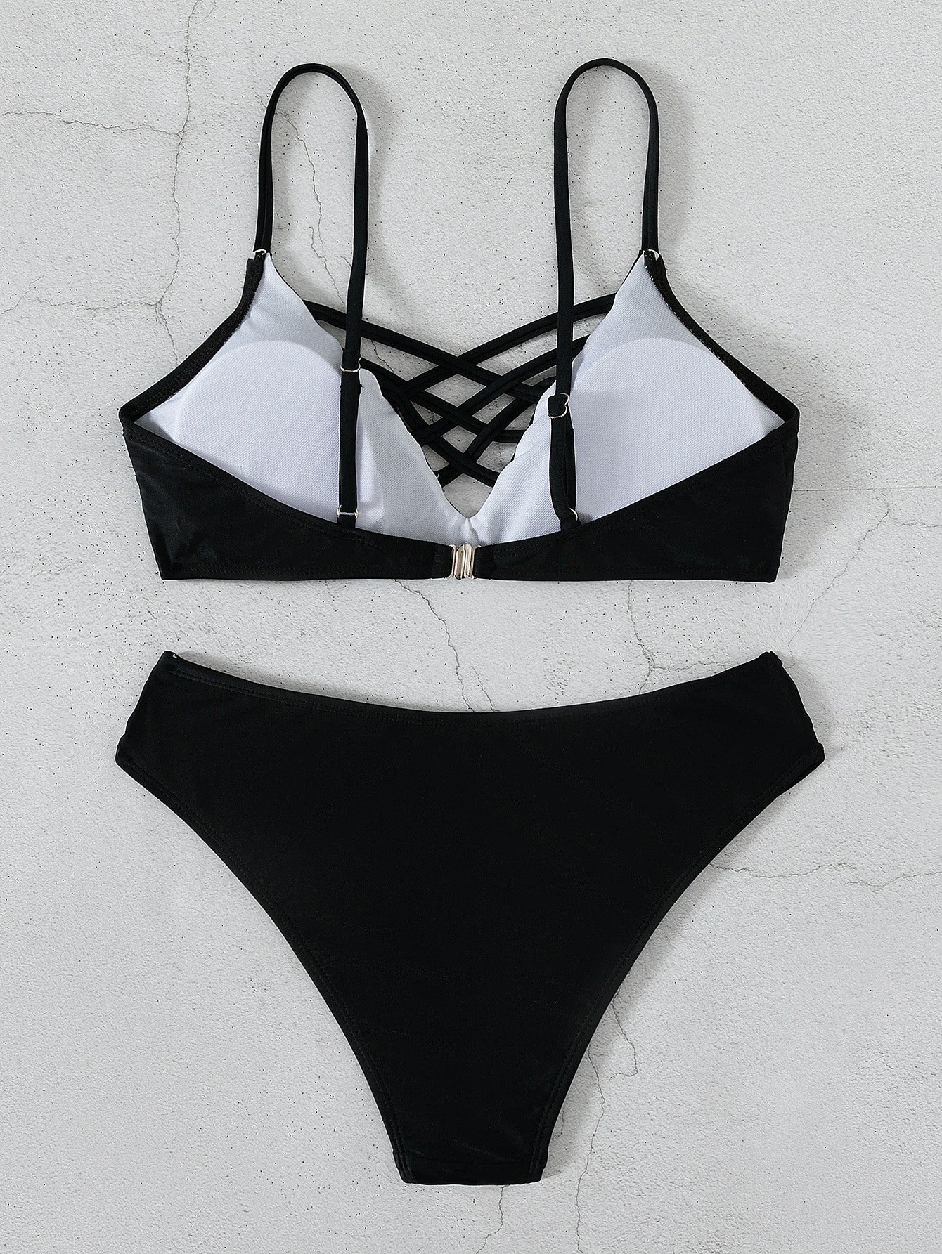 Black polyester lingerie bikini set - product image 2