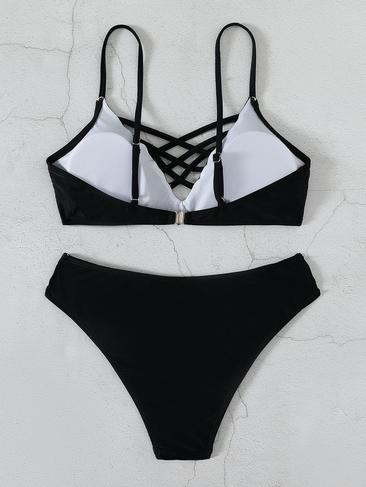 Black polyester lingerie bikini set - product image 2
