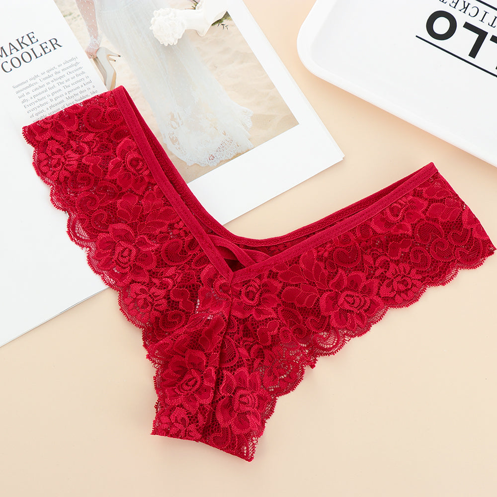 Low-waisted lace and cotton lingerie briefs - image 2