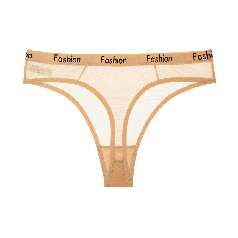 Low-waisted seamless sheer cotton lingerie briefs