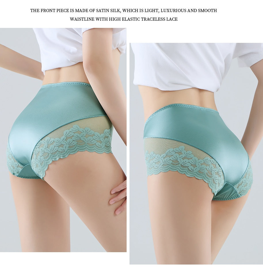 Seamless breathable nylon and lace lingerie briefs - image 1