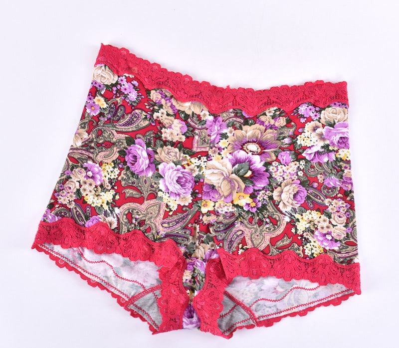 Seamless breathable lace and cotton lingerie briefs